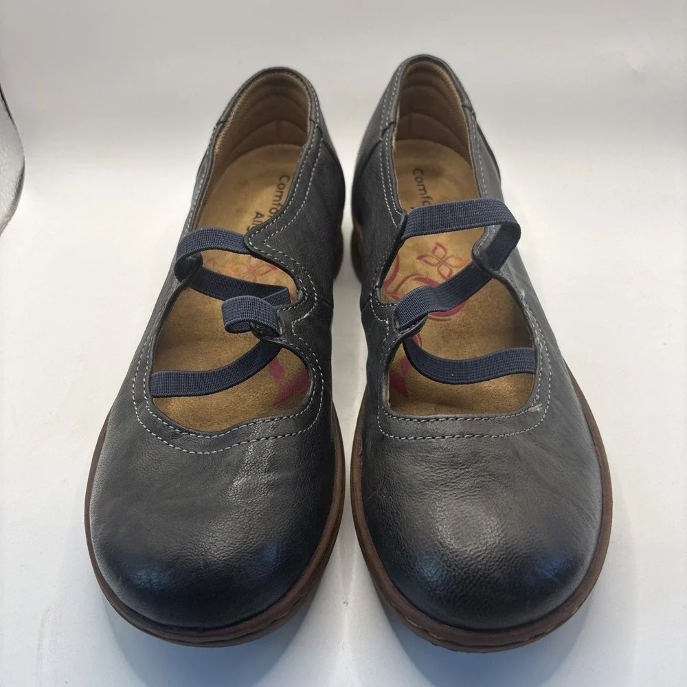 Comfortiva Align Maryjane Blue Leather Comfort Shoes Elastic Straps Size 7.5 M